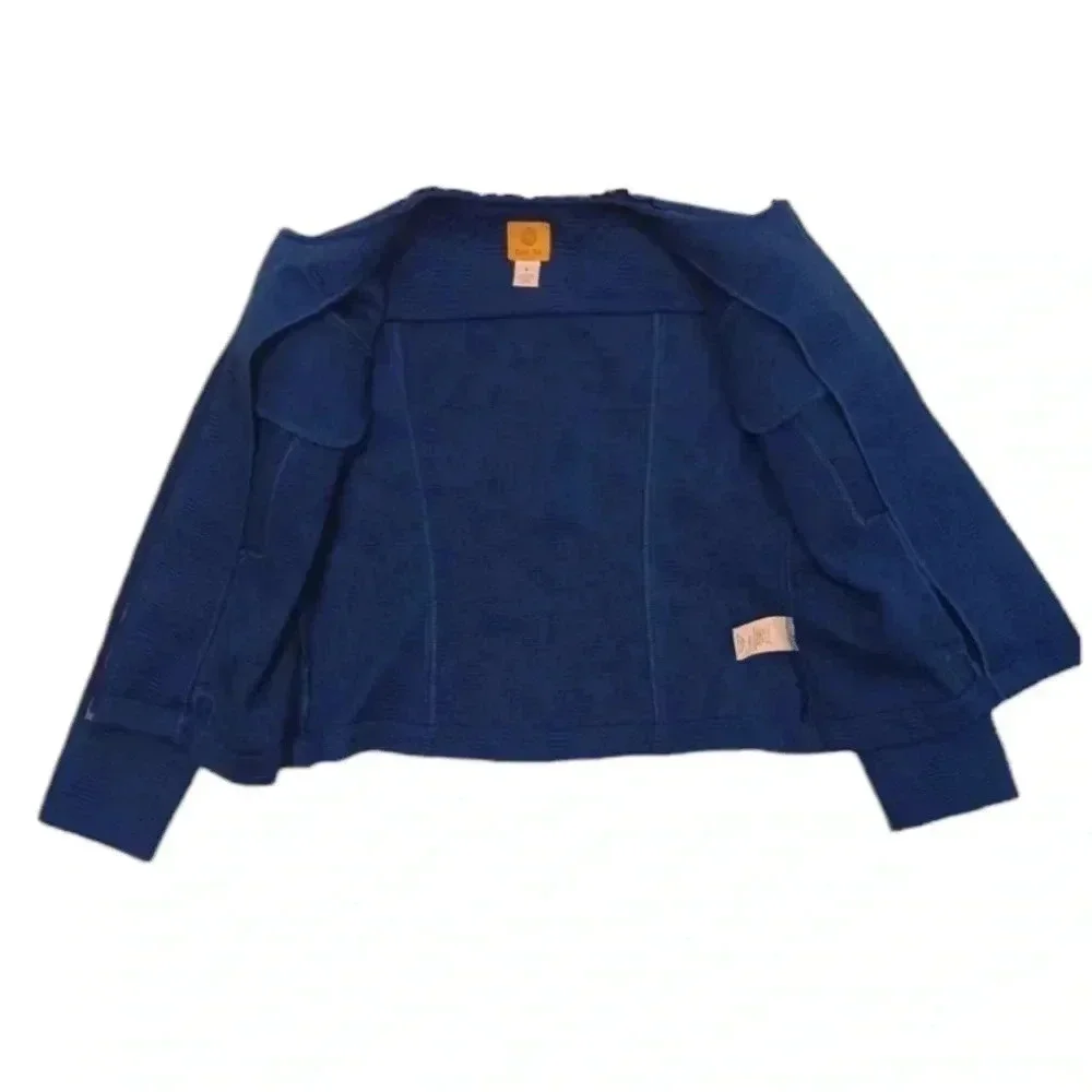Ruby Rd. Blue Textured Ruffles Zip Up jacket Size 8 - Picture 7 of 11
